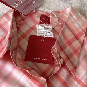 Olsen Women's Pink Plaid Blouse
